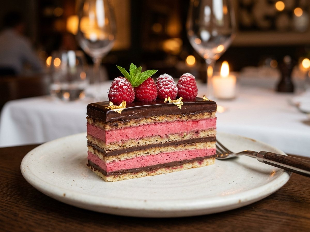 Raspberry Chocolate Opera Cake